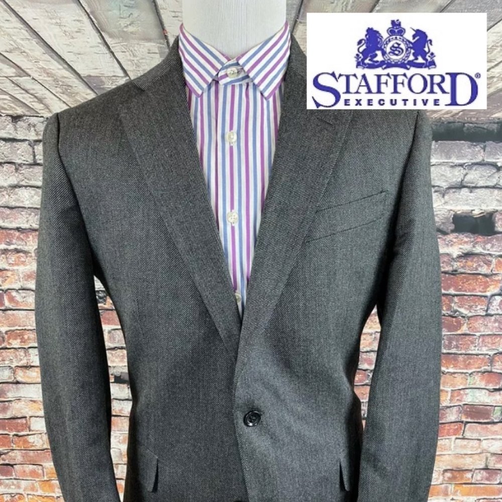 Stafford Signature Classic Fit Grey Tweed Blazer